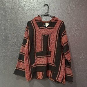 SUNSPECS Mexican Black/Brown Striped Baja Jerga Hoodie Size M
